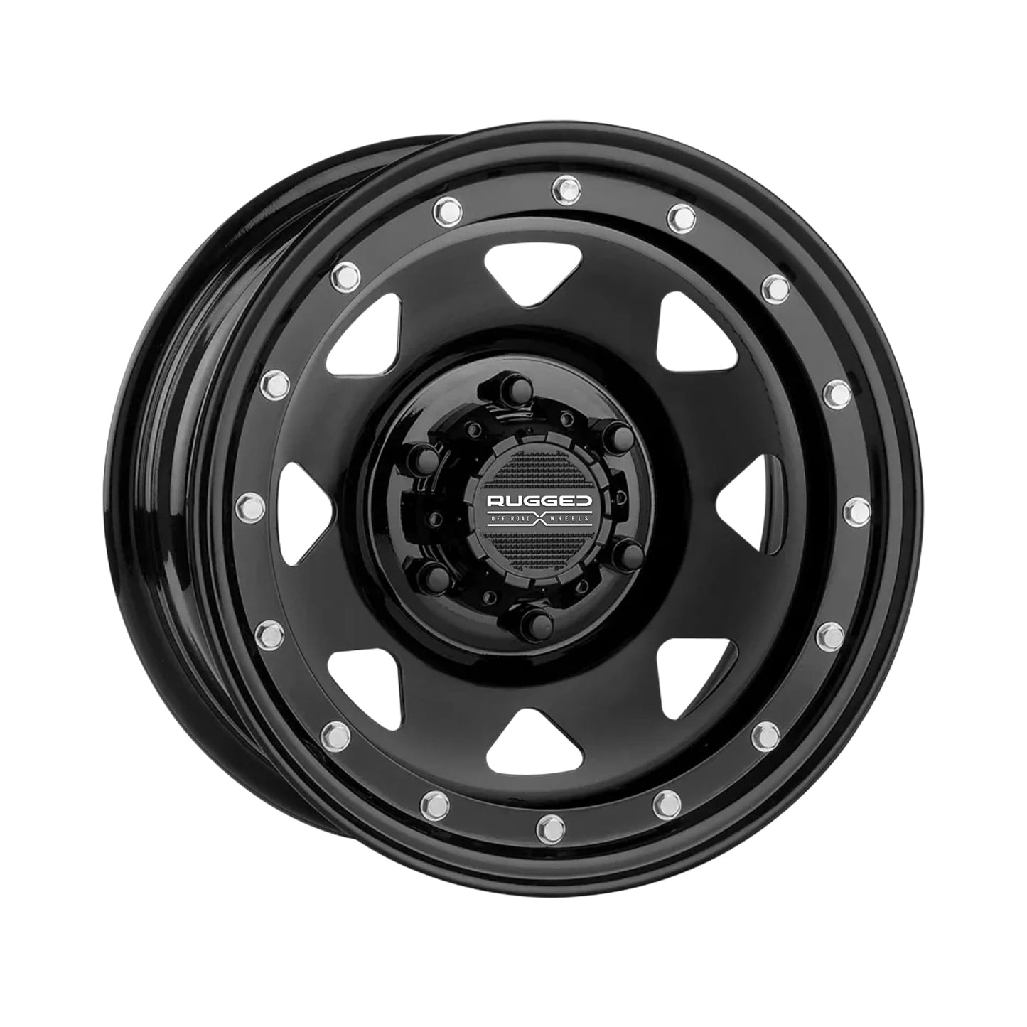 RUGGED 4x4 RU097 16x8 (6x139.7) 20 Offset CB 110 - 8 Spoke, Imitation Bead Lock , Satin Black