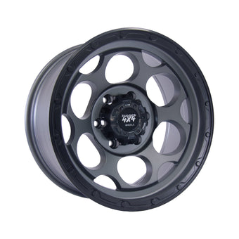 compare product Rugged Tracker DX205 Alloy Wheel 17x8.5 (6x139.7) ET-5 CB110.1 -Gray with black lip